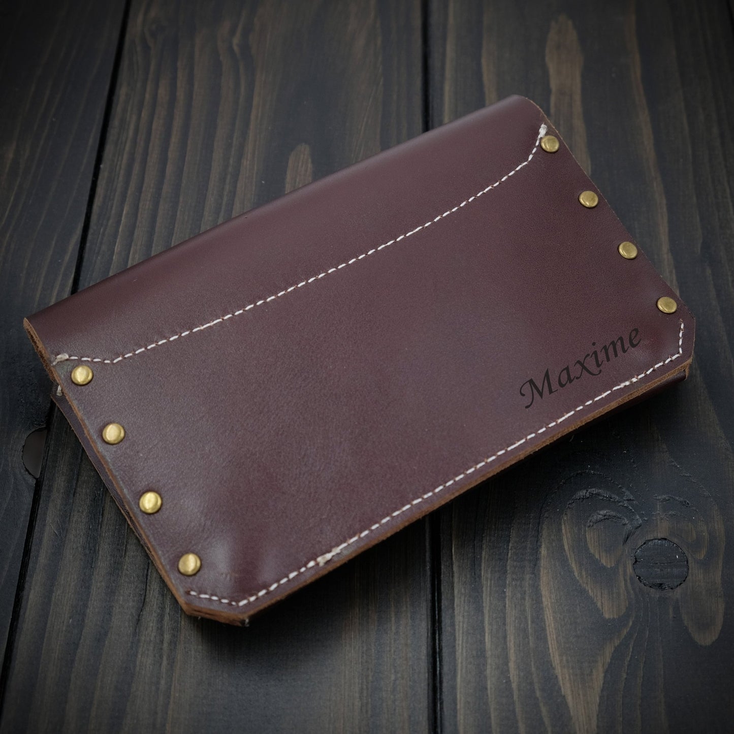 Astuccio porta tabacco in pelle personalizzabile marrone - mod. Metal - Munkiy Italy - Astuccio per tabacco
