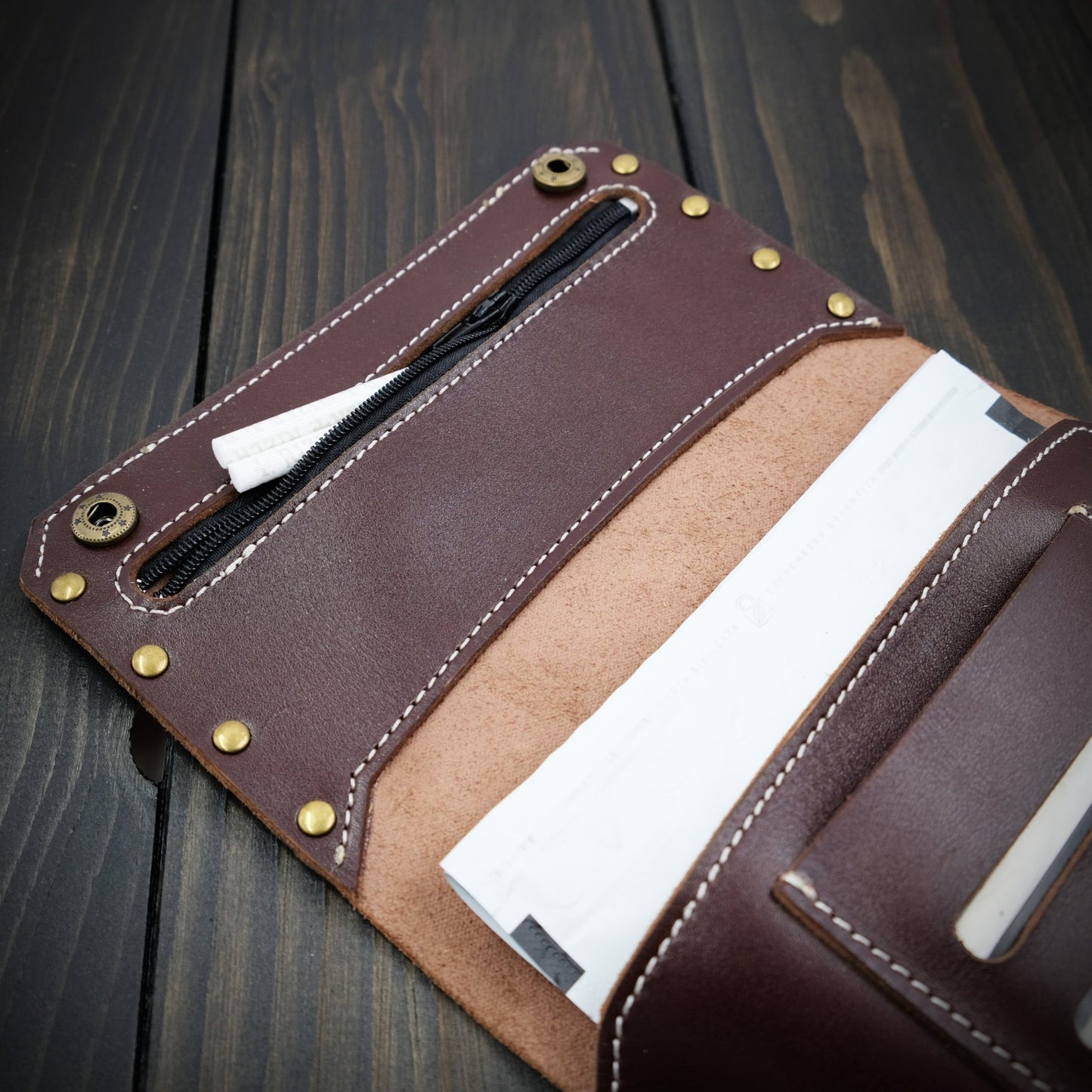 Astuccio porta tabacco in pelle personalizzabile marrone - mod. Metal - Munkiy Italy - Astuccio per tabacco