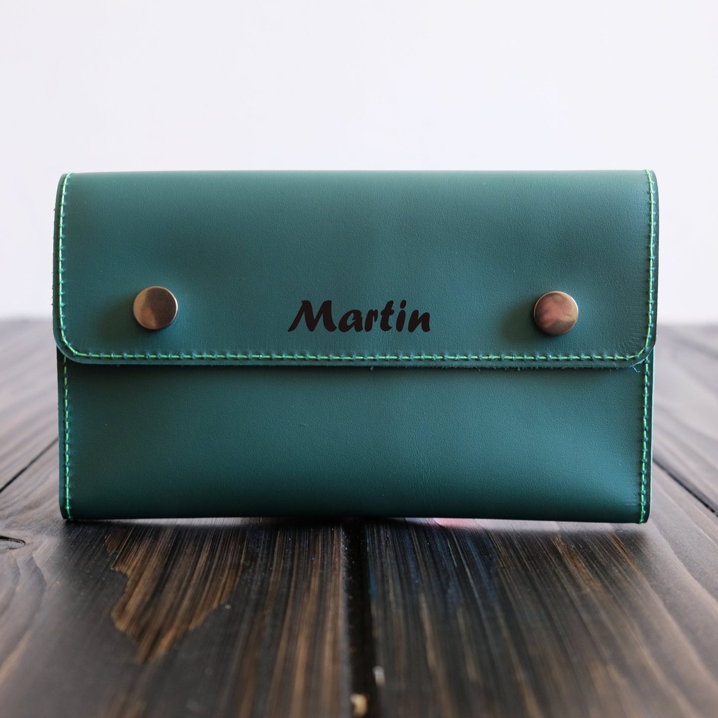 Astuccio porta tabacco in pelle personalizzabile verde - Munkiy Italy - Astuccio per tabacco