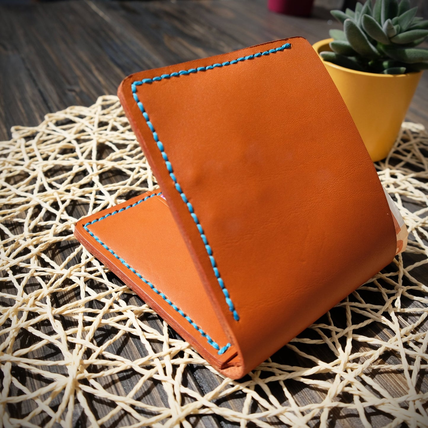 Portafoglio bifold in pelle 100% cucito a mano - Munkiy Italy - Portafogli fatto a mano