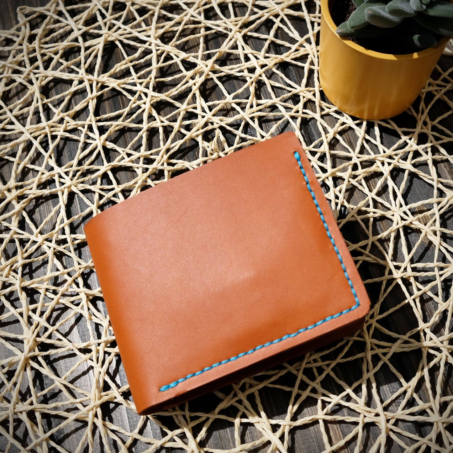 Portafoglio bifold in pelle 100% cucito a mano - Munkiy Italy - Portafogli fatto a mano