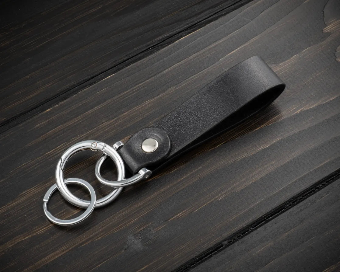Portachiavi Personalizzato in Vera Pelle Nero