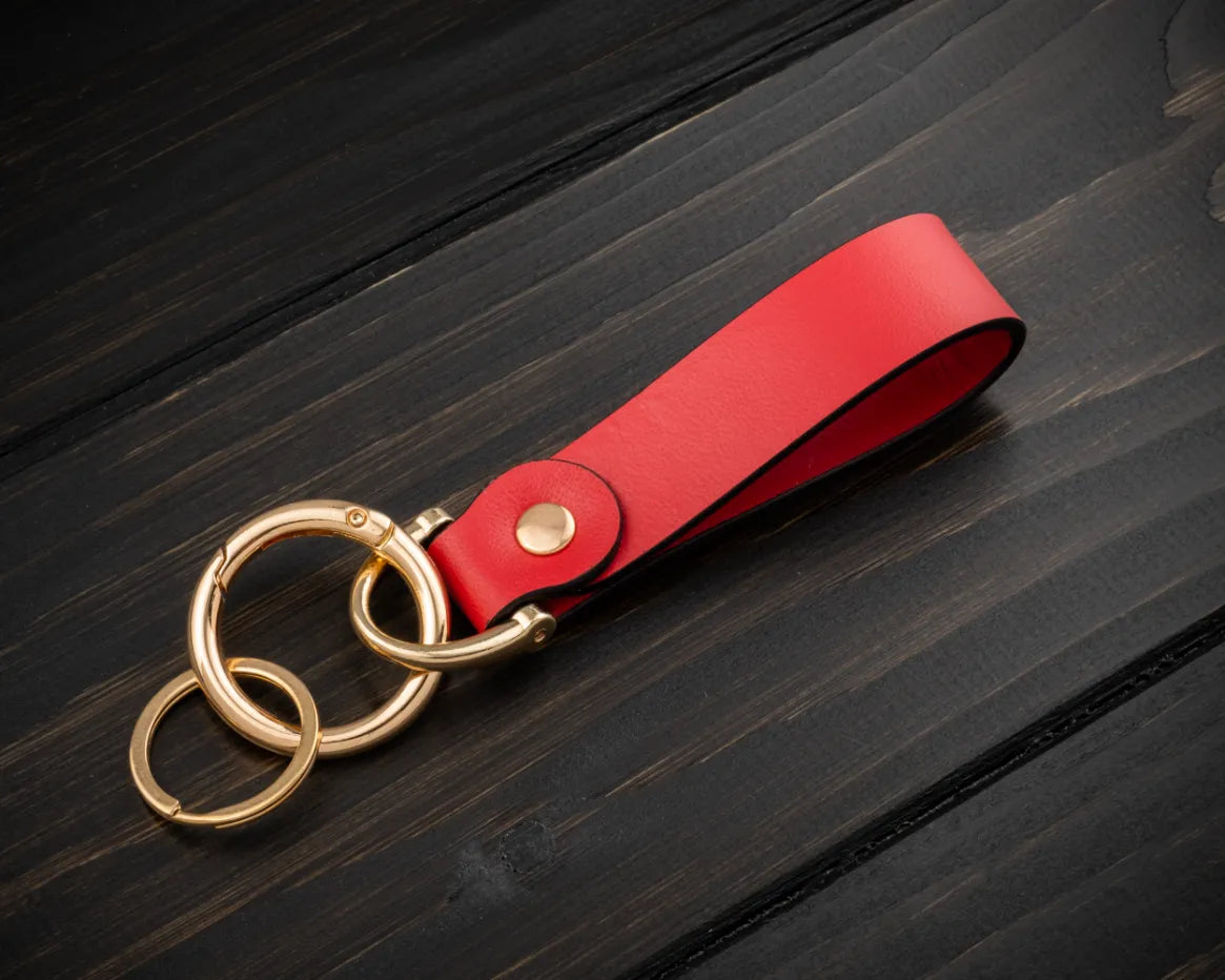 Portachiavi Personalizzato in Vera Pelle Rosso