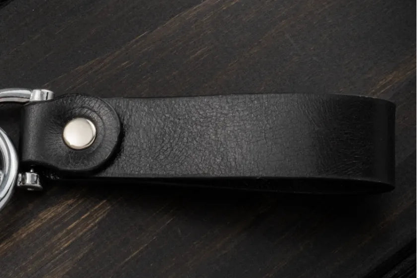 Portachiavi Personalizzato in Vera Pelle Nero