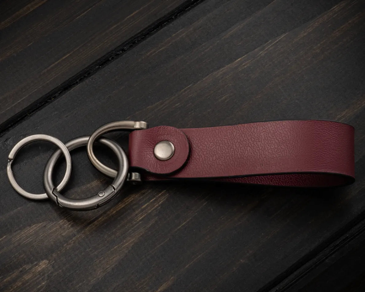 Portachiavi Personalizzato in Vera Pelle Borgogna