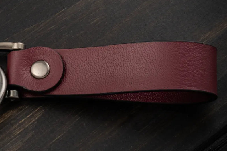 Portachiavi Personalizzato in Vera Pelle Borgogna