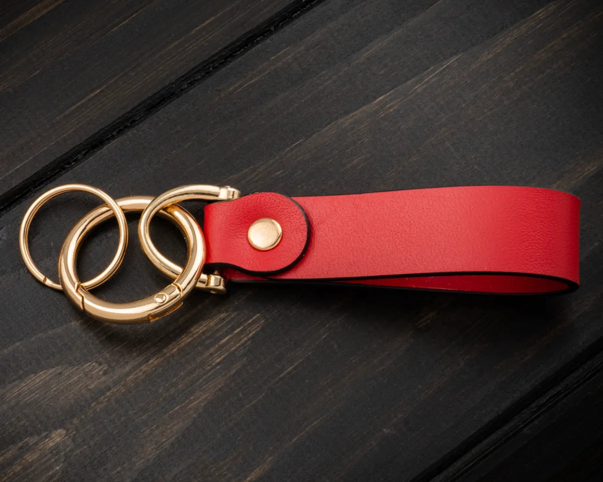 Portachiavi Personalizzato in Vera Pelle Rosso
