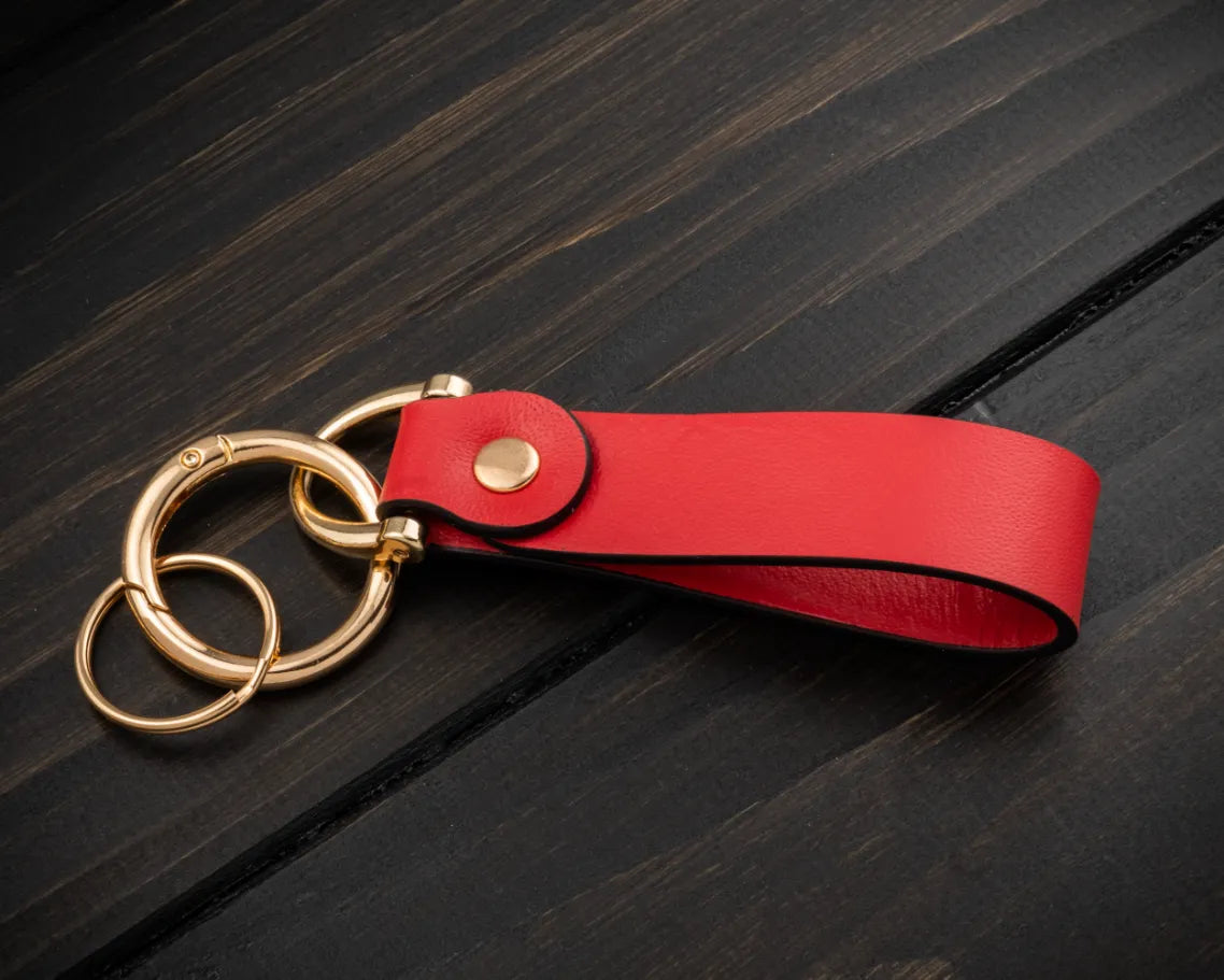 Portachiavi Personalizzato in Vera Pelle Rosso