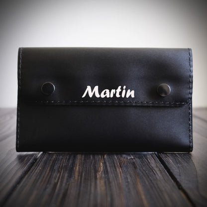 Astuccio porta tabacco in pelle personalizzabile nero - Munkiy Italy - Astuccio per tabacco