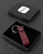 Portachiavi Personalizzato in Vera Pelle Borgogna - Munkiy Italy - Portachiavi in vera pelle