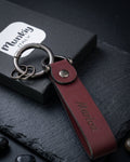 Portachiavi Personalizzato in Vera Pelle Borgogna - Munkiy Italy - Portachiavi in vera pelle