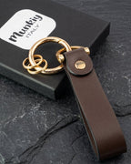 Portachiavi Personalizzato in Vera Pelle Marrone Cioccolato - Munkiy Italy - Portachiavi in vera pelle