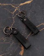 Portachiavi Personalizzato in Vera Pelle Nero - Munkiy Italy - Portachiavi in vera pelle