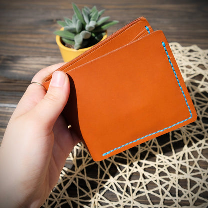 Portafoglio bifold in pelle 100% cucito a mano - Munkiy Italy - Portafogli fatto a mano